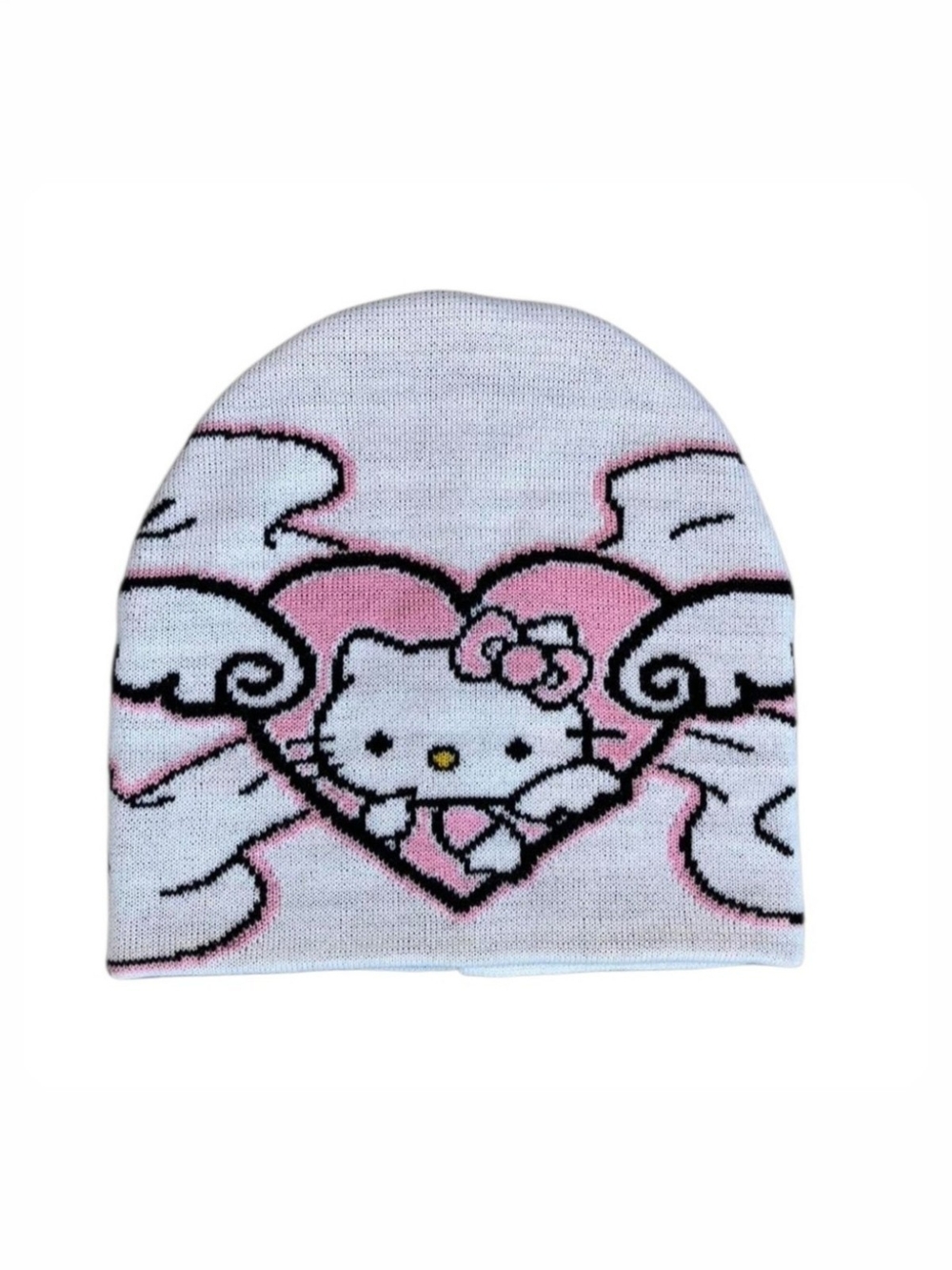 Hello Kitty Angel Heart Beanie Y2K Kawaii Coquette Knit Hat